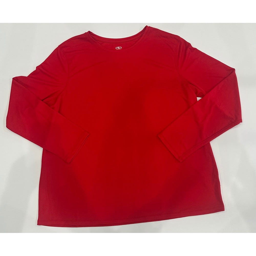 Athletic Works Womens Red Core Long Sleeve Tee Activewear Shirt XL 16-18 NEW